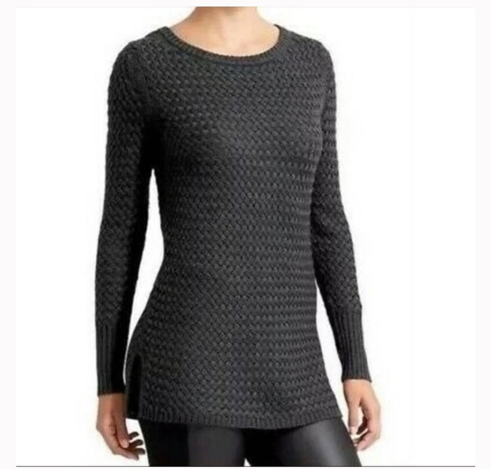 Athleta Cypress Basketweave Black Merino wool knit sweater womens XXS top